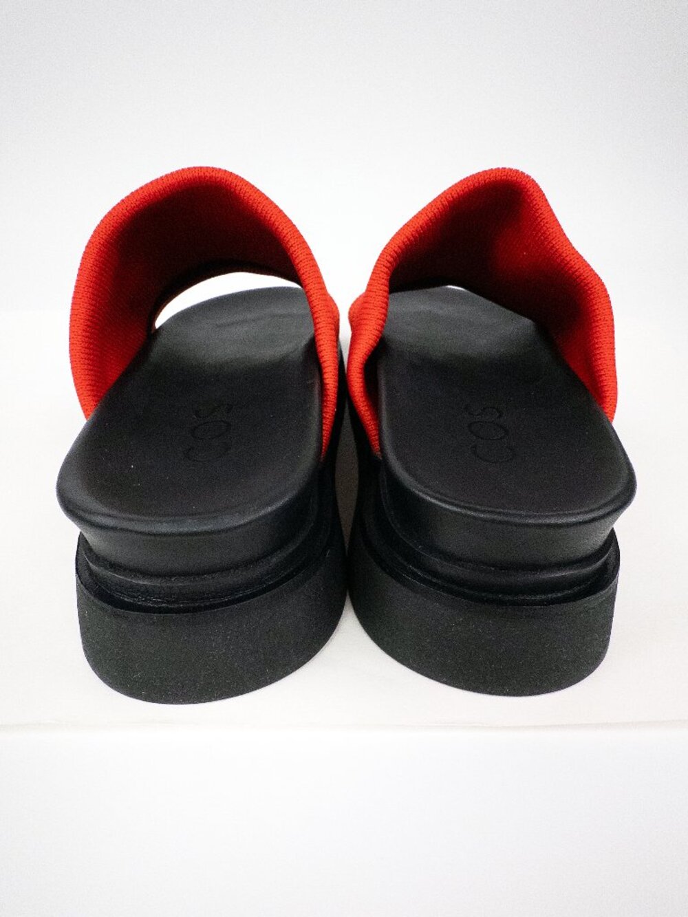 COS NWT Knit Platform Slides Red Orange Chunky Minimalist Sandals Sz 8 - Picture 5 of 6